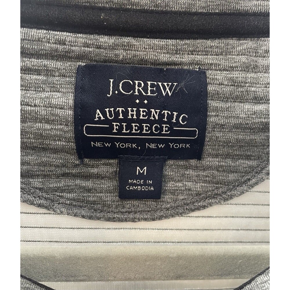 J.Crew Men’s Authentic Fleece Pullover Medium Gray Snap Mock Neck Long Sleeve - Picture 2 of 11